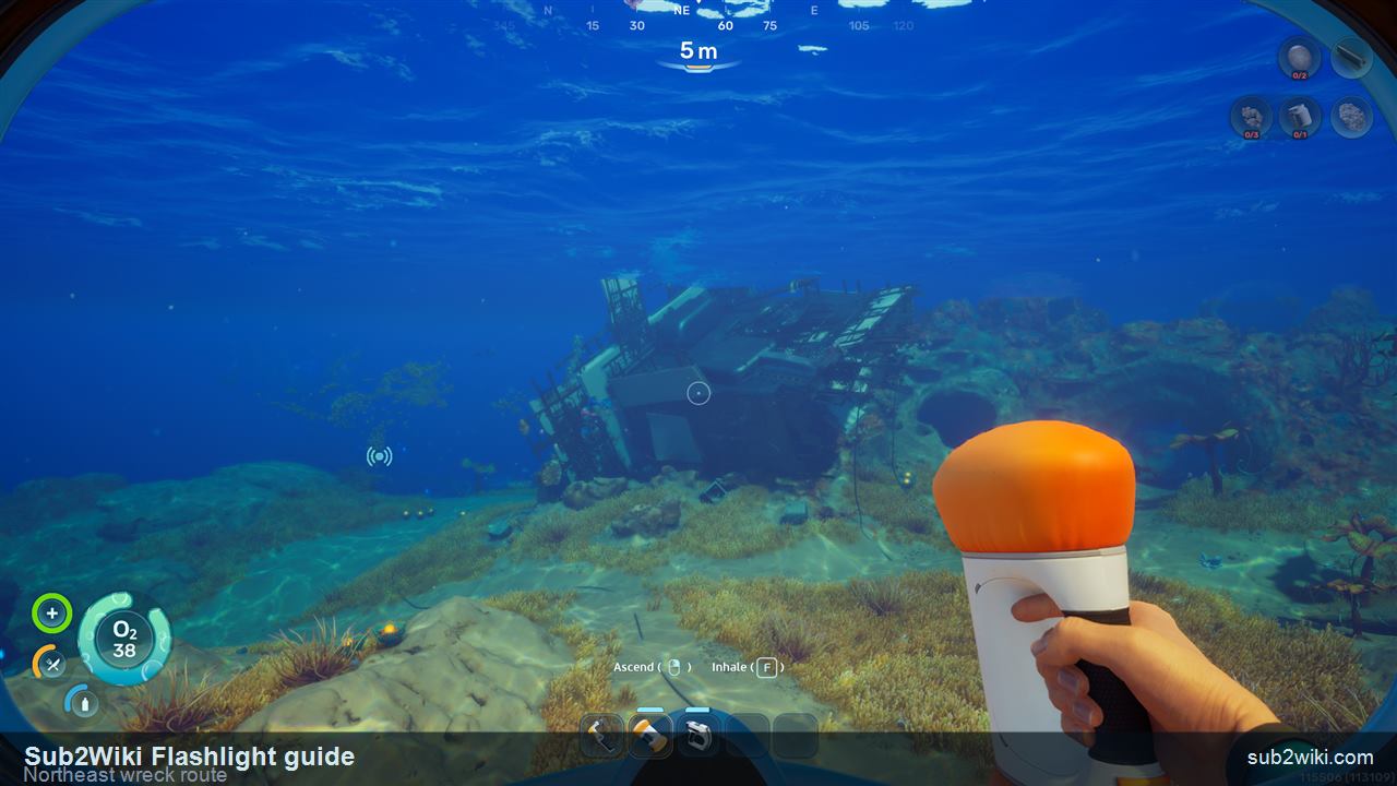 Subnautica 2 northeast wreck route from the Lifepod for the second Flashlight fragment.