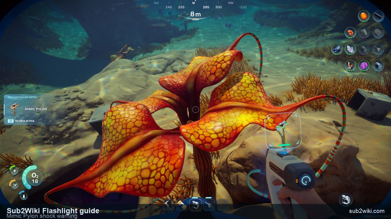 Subnautica 2 Mimic Pylon electric lifeform encountered during early exploration.