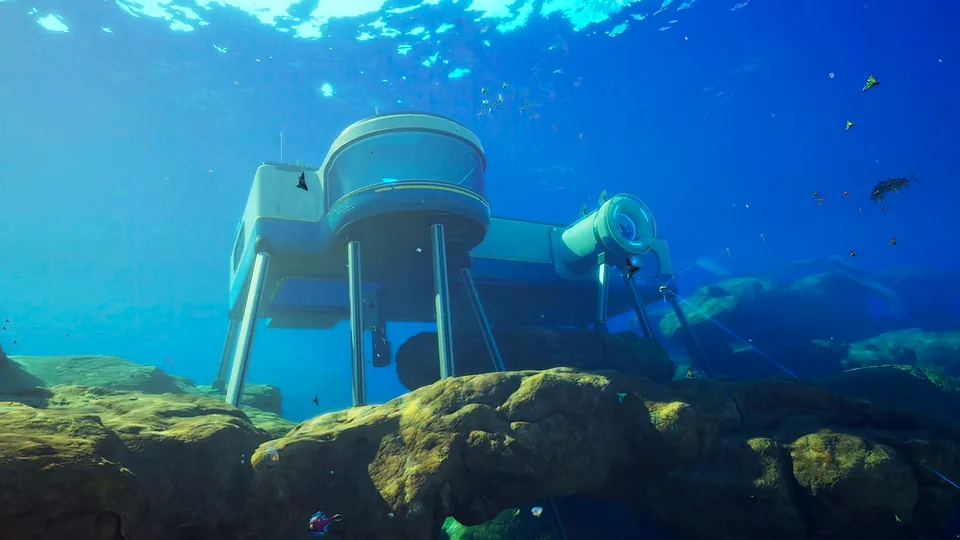 Official Subnautica 2 base-building scene used for processed-metal crafting context.