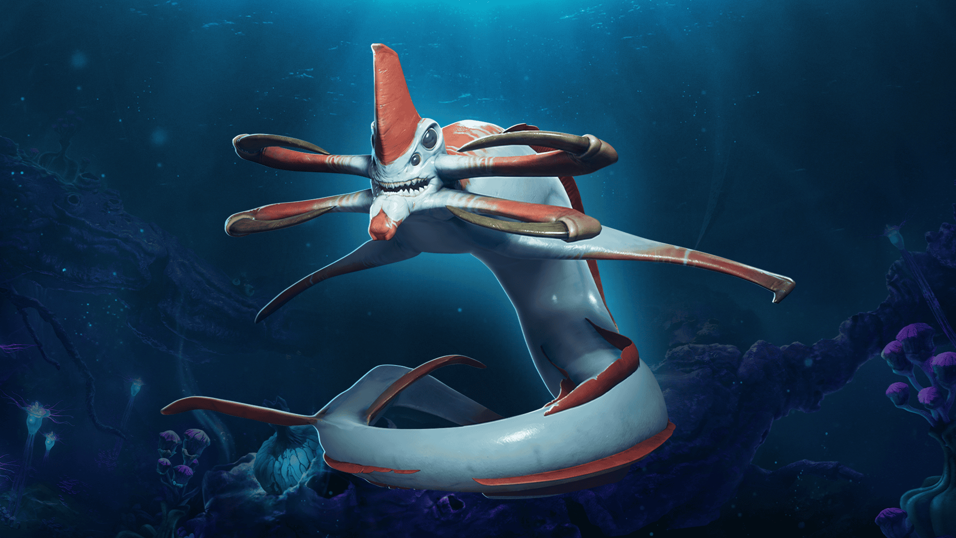 Official Unknown Worlds Subnautica 2 hero art used for flora and harvestable planning.