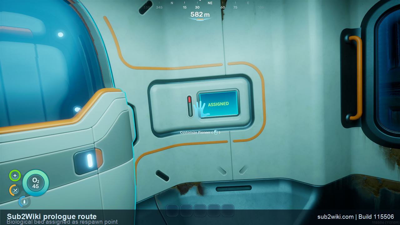 Subnautica 2 biological bed showing Assigned after setting it as respawn point.