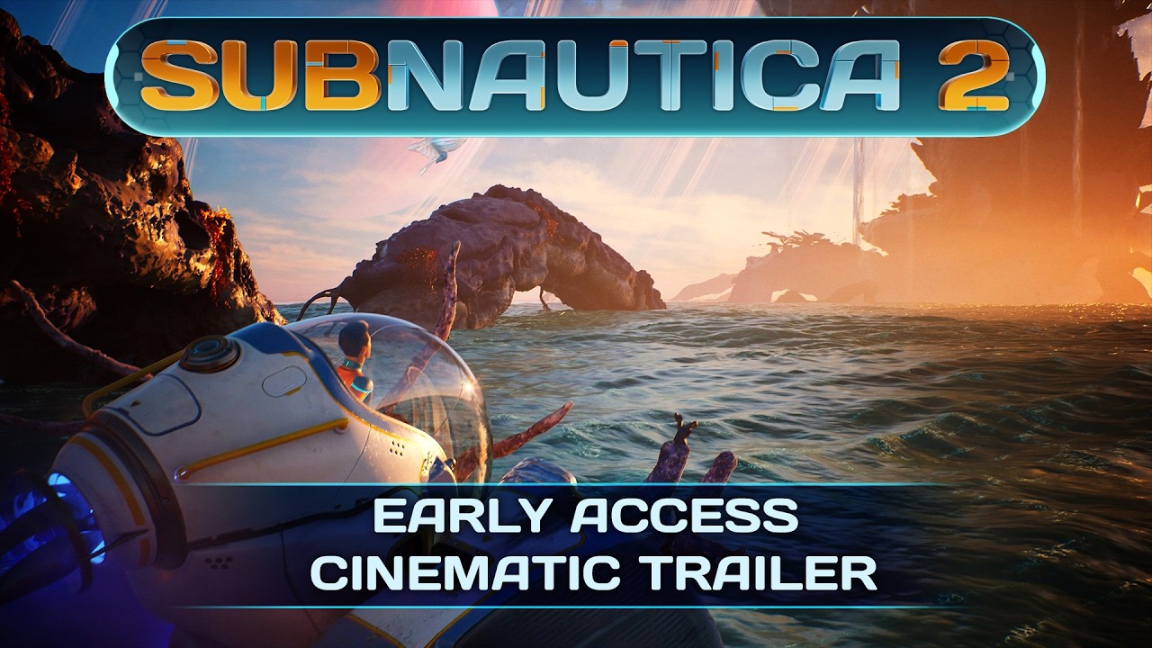 Deep sea scene with a submersible and glowing alien structures