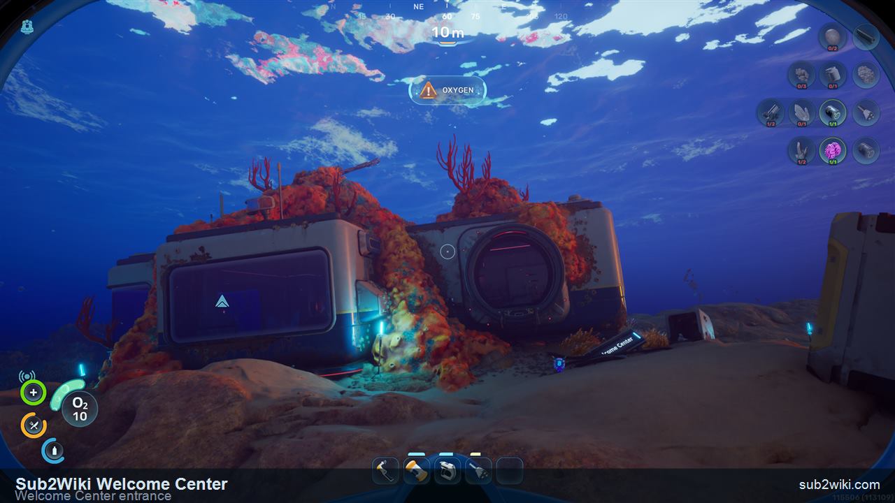 Subnautica 2 Welcome Center entrance used for the early progression route.